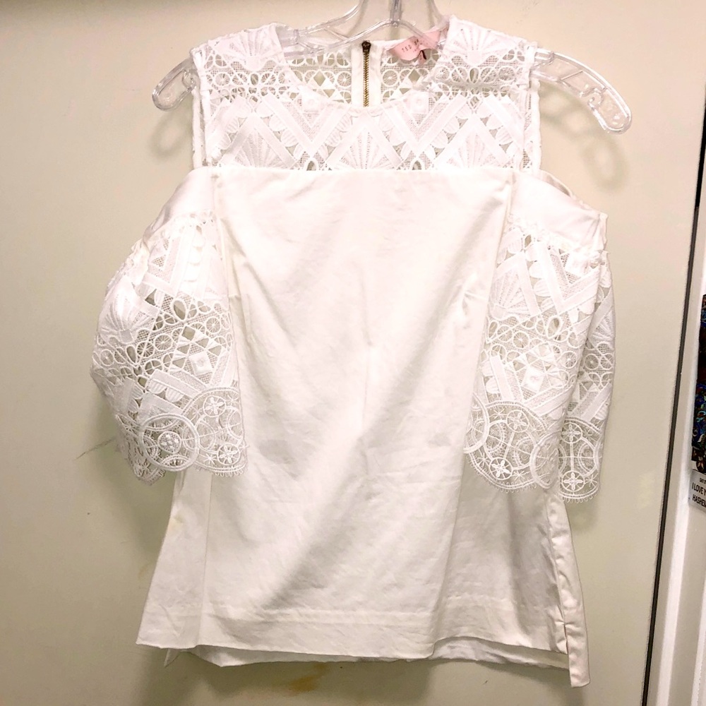 Ted Baker White Lace Cold Shoulder Blouse